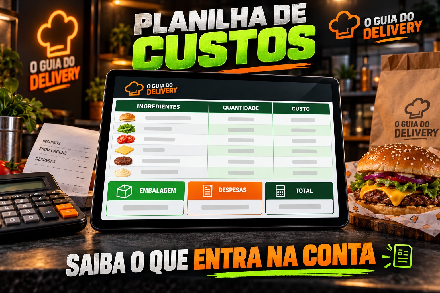 Prévia ilustrativa da planilha de custos por produto